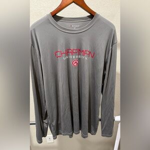 Chapman University Gray Long Sleeve Shirt with Red Logo